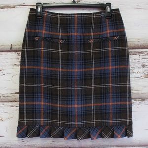 CAbi 6 $88 Pencil Skirt Wool Plaid Ruffle NEW!